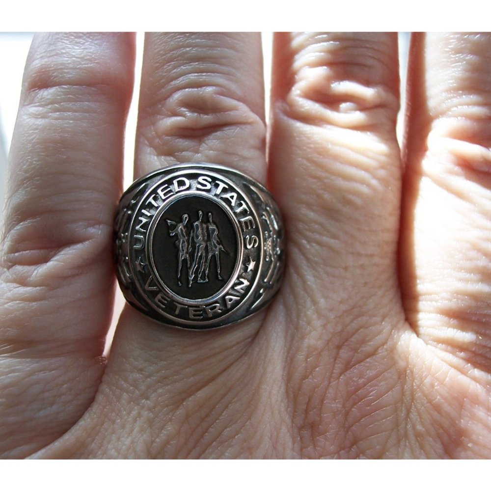 STAINLESS STEEL United States Veteran Epoxy Ring - Picture 6 of 14